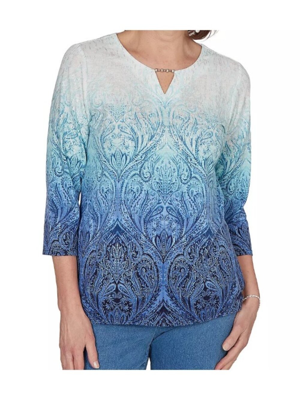 Women's Alfred Dunner Ombre Medallion Knit Top-Size PXL-NWT